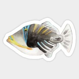 Saltwater Reef Picasso Triggerfish in Watercolor Sticker